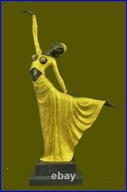 Grand Dimitri Chiparus Dancer Art Déco Bronze Sculpture Marbre Base Figurine