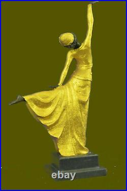 Grand Dimitri Chiparus Dancer Art Déco Bronze Sculpture Marbre Base Figurine