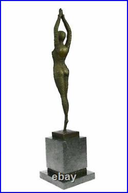 Grand Dimitri Chiparus Dancer Art Déco Bronze Sculpture Marbre Base Figurine Art