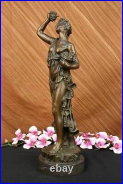 Grand Semi Nudegreek Déesse De Vigne Bronze Marbre Sculpture Art Nouveau Statue