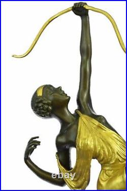 Grand Vintage Sculpture Français Le Faguays Bronze Statue Déesse Diana Art