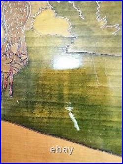Grand tableau bois pyrogravé art nouveau Sainte Thérèse signe L. LIMOGES médiéval