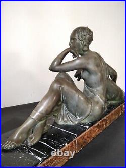 Grande statue Femme à la panthère A. GODARD d'epoque Art Déco/Art Nouveau
