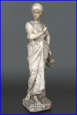 Guglielmo PUGI Sculpture la glaneuse marbre et albâtre (1850-1915) Art nouveau