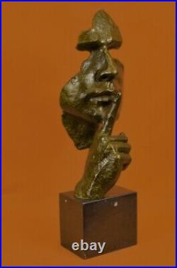 Homme Visage Sculpture Statue Nouveau Bronze Dali Le Silence Chaud Cast Art Déco
