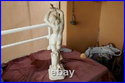 Importante statue de femme art nouveau, marbre blanc, H 67cm, poids 8kg