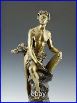 J. Causse Le Penseur vers 1900 Bronze Sculpture Art Nouveau France