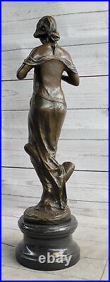 Jean La Style Art Nouveau Femelle Personifying Ressort Bronze Sculpture Statue