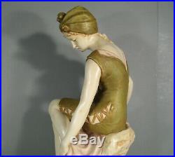 Jeune Femme Nageuse Epoque 1900 Grande Sculpture Art Nouveau Royal Dux Bohemia