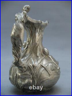 Jm Petizon Vase Etain Art Nouveau Sculpture Femme 1900 Galle