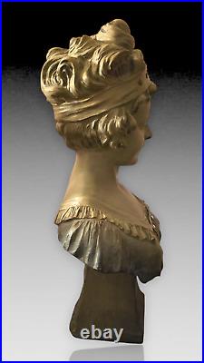 L. Chopart Grand Buste Terre Cuite Art Nouveau 1900 No Goldscheider Ht. 55cm