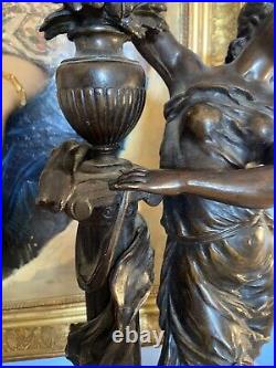 L'IRIS L. Et F. Moreau Art Nouveau grande sculpture Superbe Patine bronze Femme