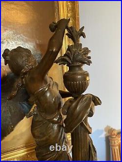 L'IRIS L. Et F. Moreau Art Nouveau grande sculpture Superbe Patine bronze Femme
