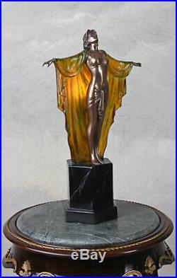Lampe de Table Art Déco Sculpture Femme Fatale Lumière Chevet Neuf