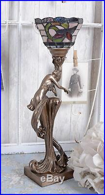 Lampe de table fleurs Art Nouveau style lampe de chevet femme sculpture lampe