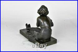 M Nannini, femme assise, sculpture Art Nouveau, XXème siècle