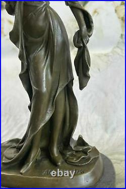 Magnificent Art Nouveau Victorien Pure 100% Bronze Maiden Sculpture Artwork