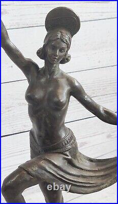 Main Fabriqué Style Art Nouveau Musée Qualité Bronze Danseuse Sculpture Statue