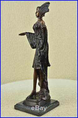 Marron Patine un Princesse Bronze Marbre Base Sculpture Art Déco Figurine