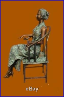 Miguel Lopez Ancienne Sexy Femme Bronze Main Art Sculpture Statue Figurine Large