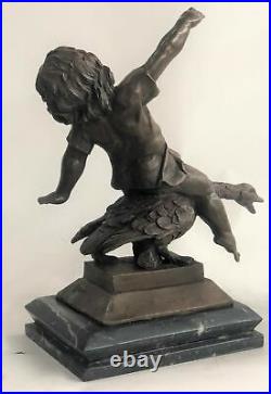 Mythique Enfants Détaillé Bronze Sculpture Style Art Nouveau Figurine Fonte