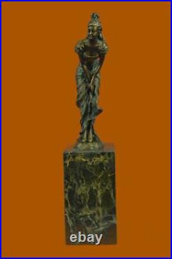 Nouveau Femelle Maiden Bronze Sculpture Fonte Artisanal Statue Art Par Milo