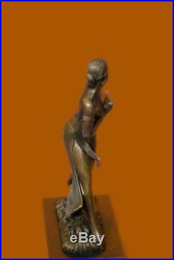 Nue Femme Danseuse Art Déco / Nouveau Fonte Bronze Sculpture Statue Figurine T