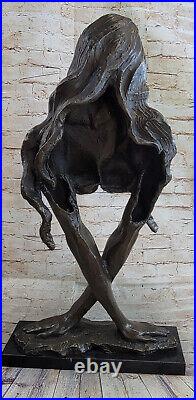 Original Bronze Abstrait Sculpture Chair Femelle Form Statue Art Moderne Nouveau