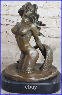 Original Style Art Nouveau Nu Bronze Marbre Sirène Statue Sculpture Cadeau