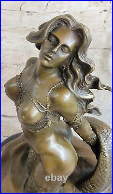 Original Style Art Nouveau Nu Bronze Marbre Sirène Statue Sculpture Cadeau