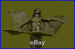 Ouest Pure Bronze Marbre Fairy Nymphe Ange Statue Art Déco Sculpture Figurine