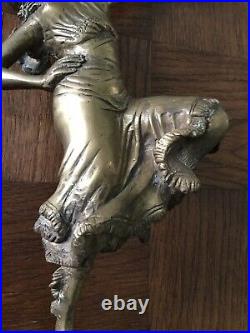 P. Sega Art Nouveau Ancien Grand Sculpture En Bronze Danseuse, Ciselure, Signé
