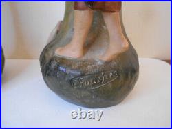 Paire De Statues Vases Terre Cuite Art Nouveau Art Floral 1900 Signées F Foucher