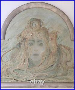 Panneau Décoratif Polylobé Plâtre Art Nouveau Symboliste Portrait Femme Méduse