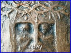 Plaque sculpture bronze art nouveau 1900 Jesus christ ECCE HOMO signe DUMONT