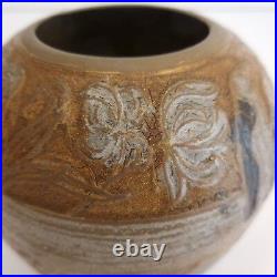 Pot vase gravure sculpture laiton fait main art nouveau made in INDIA vintage XX