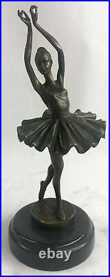 Prima Ballerine Bronze Sculpture Art Nouveau Déco Marbre Base Figurine Artwork