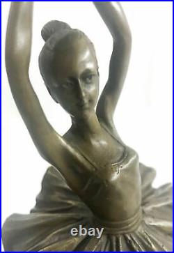 Prima Ballerine Bronze Sculpture Art Nouveau Déco Marbre Base Figurine Artwork
