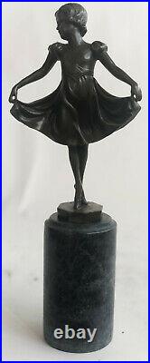 Prima Ballerine Bronze Sculpture Art Nouveau Déco Marbre Base Figurine Statue