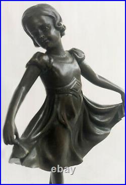 Prima Ballerine Bronze Sculpture Art Nouveau Déco Marbre Base Figurine Statue