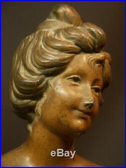 R joli buste signé GUAL statuette statue sculpture 28cm 1900 art nouveau régule