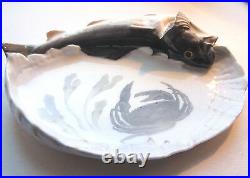 RARE Coupe vide-poche au crabe et sculpture Hareng, porcelaine Royal Copenhague
