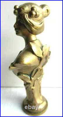 RARE Sculpture bronze Art Nouveau Jugendstil, sceau à cacheter Femme au gui