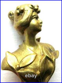 RARE Sculpture bronze Art Nouveau Jugendstil, sceau à cacheter Femme au gui