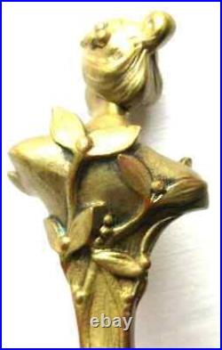 RARE Sculpture bronze Art Nouveau Jugendstil, sceau à cacheter Femme au gui