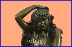 Romain Femme Marron Patine Large Bronze Marbre Sculpture Figurine Art Nouveau