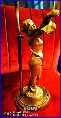 Sculpture De Femme Art Nouveau Jules-Aimé Grosjean (1872-1906) montée en lampe