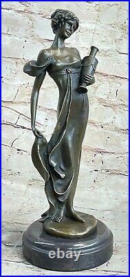 Sculpture Élégant Signée Style Art Nouveau Femelle Bronze Statue La Deal