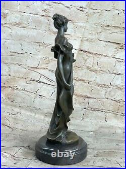 Sculpture Élégant Signée Style Art Nouveau Femelle Bronze Statue La Deal