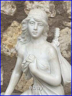 Sculpture En Biscuit Art Nouveau ROGRON Femme A La Mandoline